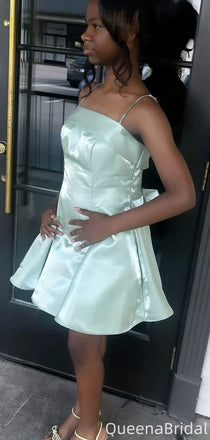 Elegant Spaghetii Strap A-line Short Mini Homecoming Dress,QB1117