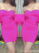 Hot Pink Off-the-shoulder Sweetheart Mermaid Graduation Party Short Homecoming Dresses,QB0755