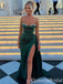 Sexy Strapless High Slit Beading Green Evening Gown Long Prom Dresses with Pleats ,WGP655