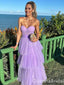 Sexy Purple Sheer Corset Fluffy Layer A-line Evening Gown Maxi Long Formal Dresses Prom Dresses,WGP939