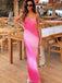 Sexy Pink Spaghetti Straps V Neck Mermaid Sleeveless Evening Prom Dresses,WGP522