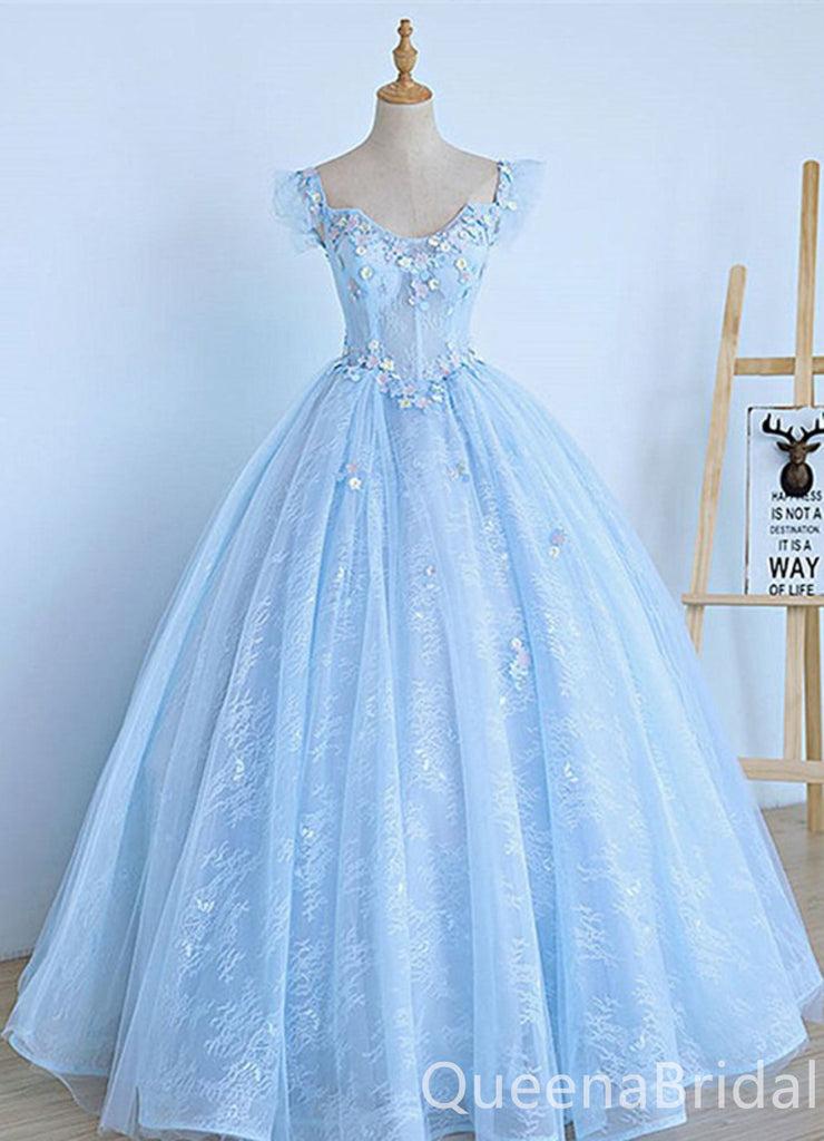 Blue Sweetheart A-line Ball Gown Evening Gown Maxi Long Evening Party Prom Dresses ,WGP1216