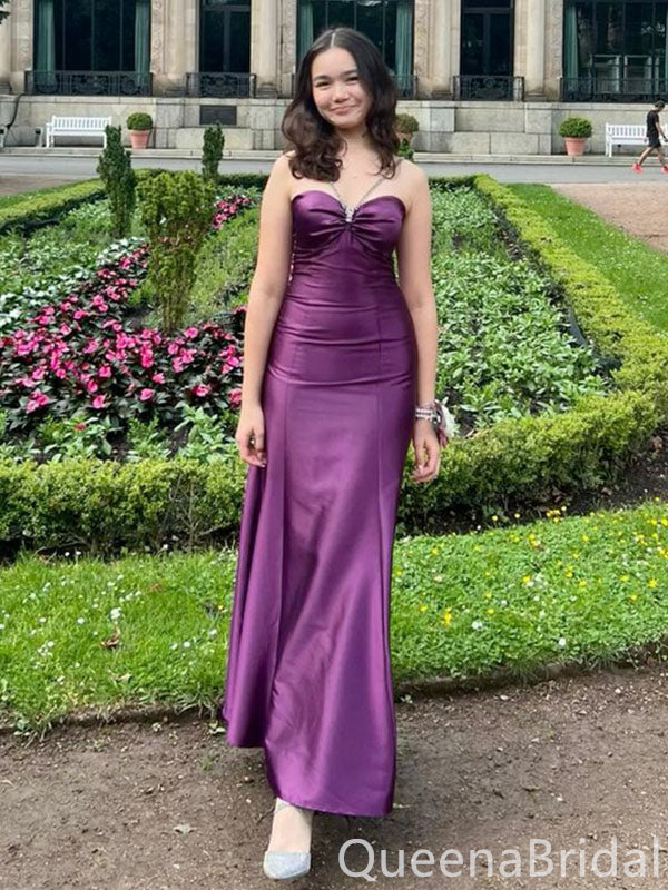 Sexy Purple Strapless Mermaid Sweetheart Long Prom Dresses ,WGP1622