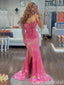 Shiny Strapless Mermaid Sweetheart Bow Side Slit Long Prom Dresses ,WGP1623