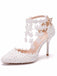 Women's Wedding Shoes Lace Shoes Ponted Toe High Heel Bridal Shoes,H38