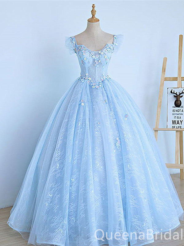 Blue Sweetheart A-line Ball Gown Evening Gown Maxi Long Evening Party Prom Dresses ,WGP1216