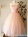 Elegant Light Pink Strapless Beaded Kneel Length Party Dress Long Prom Dresses to Impress ,WGP1401