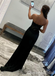 Sexy Black High Slit Lace Appliques Strapless Evening Gown Long Prom Dresses,WGP656