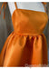 Simple Orange Spaghetti Straps A-line Graduation Party Homecoming Dresses ,QB0702