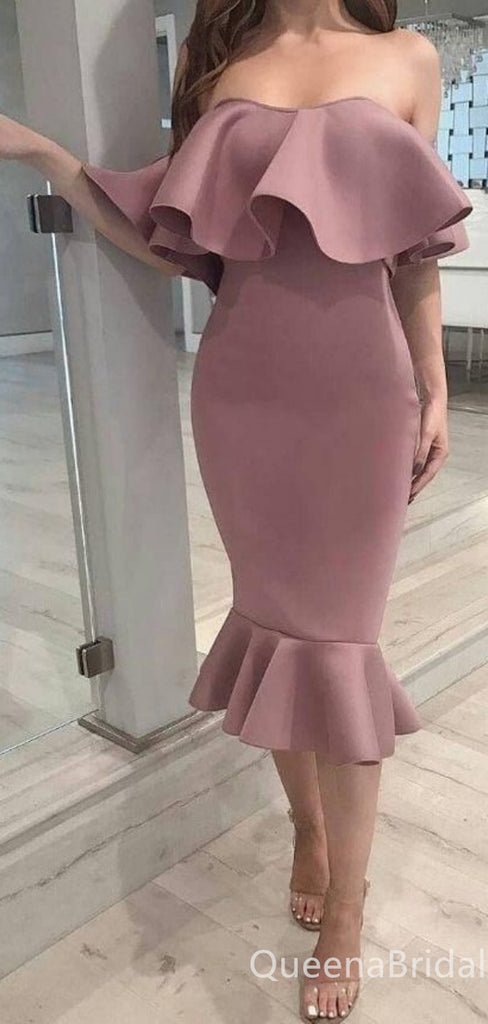 Gorgeous Elegant Off-the-shoulder Mermaid Evening Gown Tea-length Maxi Long Formal Dresses Prom Dresses ,WGP906