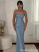 Sexy Shiny Blue Spaghetti Straps Mermaid Long Prom Dresses ,WGP1627