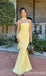 Sexy Yellow Strapless Mermaid Long Prom Dresses ,WGP1630