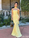 Sexy Yellow Strapless Mermaid Long Prom Dresses ,WGP1630