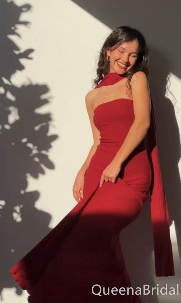 Sexy Red Strapless Mermaid Long Prom Dresses ,WGP1631