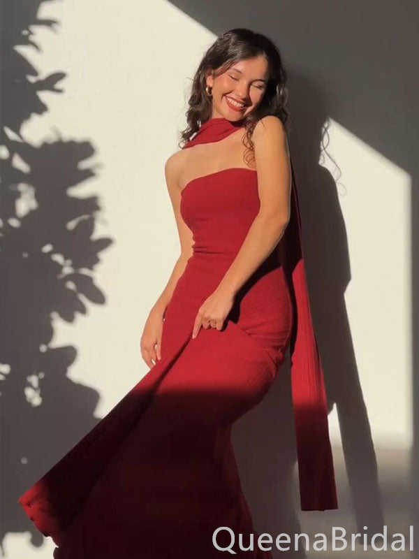 Sexy Red Strapless Mermaid Long Prom Dresses ,WGP1631