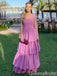 Gorgeous Lavender A-line Tiered Long Prom Dresses ,WGP1632