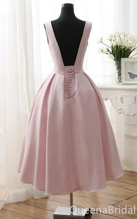 Gorgeous Light Pink A-line 3D Rose Lace up Back Midi Length Long Prom Dresses ,WGP1634