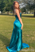 Stylish Blue Mermaid Strapless Side Slit Long Prom Dresses ,WGP1636