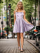 Elegant Spaghetti Straps Soft Satin Simple Cheap A-Line Short Homecoming Dresses, QB0502