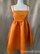 Simple Orange Spaghetti Straps A-line Graduation Party Homecoming Dresses ,QB0702