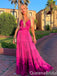 Spaghetti Straps Plunging A-line Evening Gown Maxi Long Evening Party Prom Dresses ,WGP1169