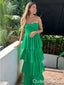 Green Strapless A-line Layer Evening Gown Maxi Long Evening Party Prom Dresses ,WGP1217