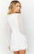 Elegant White Long Sleeves Sheath Chiffon Cheap Simple Short Homecoming Dresses, QB0444