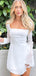 Elegant White Long Sleeves Sheath Chiffon Cheap Simple Short Homecoming Dresses, QB0444