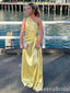 Elegant One Shoulder Sheath Yellow Evening Gown Long Formal Dresses Prom Dresses,WGP811