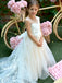 Elegant White Tulle Lace Appliques A-Line Cheap Simple Long Flower Girl Dresses, FGS0048