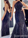 Charming Sparkle Sexy Halter Open Back Sheath Evening Gown Long Prom Dresses,WGP731