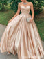 Sexy Elegant Strapless Ruched Sweetheart Champagne Ball Gown Evening Gown Long Prom Dresses ,WGP663