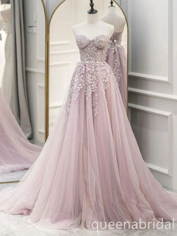 Purple Pink Strapless Sweetheart A-line  Evening Gown Maxi Long Evening Party Prom Dresses  ,WGP1035