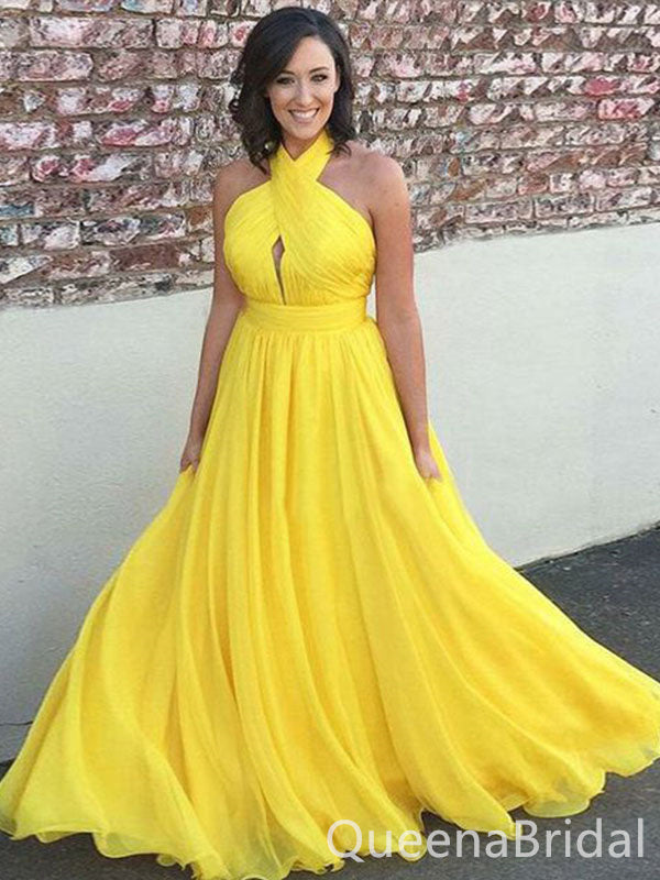 Yellow Halter A-line Prom Dresses to Impress ,WGP1319