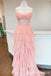 Elegant Strapless Blush Pink Tiered A-line Long Prom Dresses ,WGP1638