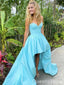 Elegant Blue Strapless Sweetheart High Low A-line Long Prom Dresses ,WGP1640
