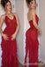 Sexy Red Halter V Neck Mermaid Long Prom Dresses ,WGP1644