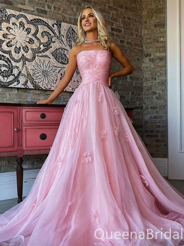 Elegant Pink A-line Straight Neck Evening Gown Maxi Long Formal Dresse QueenaBridal Elegant Pink A-line Straight Neck Evening Gown Maxi Long Formal Dresse QueenaBridal