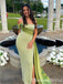 Sparkle Green Strapless Mermaid Evening Gown Maxi Long Evening Party Prom Dresses with Slit,WGP1142