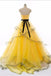 Yellow Layer Fluffy Sweetheart Sheer Corset Lace up Back A-line Evening Gown Maxi Long Evening Party Prom Dresses ,WGP1004