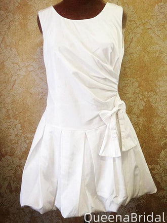 Casual White A-line Short Mini Homecoming Dress,QB1123