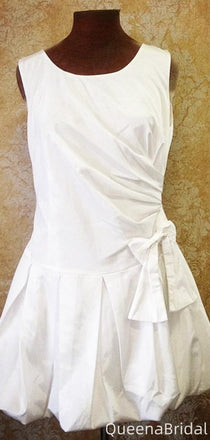 Casual White A-line Short Mini Homecoming Dress,QB1123