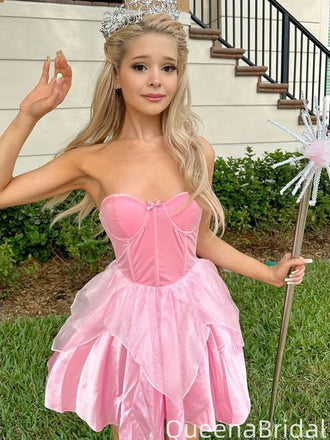 Elegant Strapless A-line Short Mini Homecoming Dress,QB1125