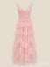 Pink V Neck A-line Party Dress Long Prom Dresses to Impress ,WGP1638