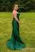 Sexy Spaghetti Straps Lace up Back Green Sweetheart Mermaid Long Party Dress Long Prom Dresses to Impress ,WGP1437