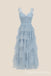 Blue V Neck A-line Party Dress Long Prom Dresses to Impress ,WGP1639