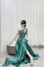 Gorgeous One Shoulder Side Slit Beaded A-line Satin Long Prom Dresses ,WGP1652