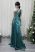 Gorgeous One Shoulder Side Slit Beaded A-line Satin Long Prom Dresses ,WGP1652