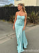 Blue Spaghetti Straps A-line Evening Gown Maxi Long Evening Party Prom Dresses ,WGP1220