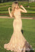 Nude Strapless V Neck Lace up Back Mermaid Flower Appliques Long Prom Dresses to Impress ,WGP1348